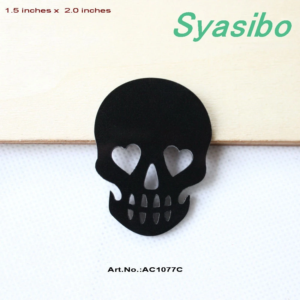 

(10pcs/lot) 50mm Acrylic Skull For Brooches White Skull Halloween Earrings Laser Cut 2 inches -AC1077B /C