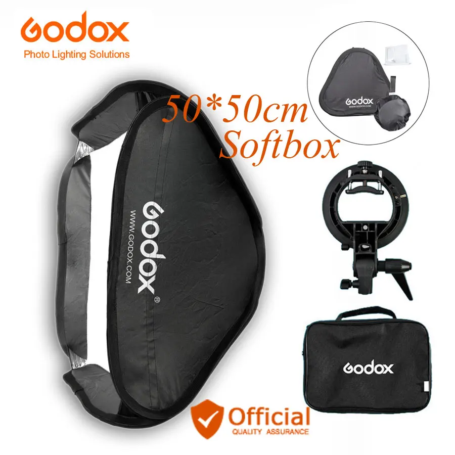 Godox 50x50 см 2"* 20" рассеиватель софтбокса с s-типом кронштейном Bowens держатель для студийной вспышки Photo Speedlite