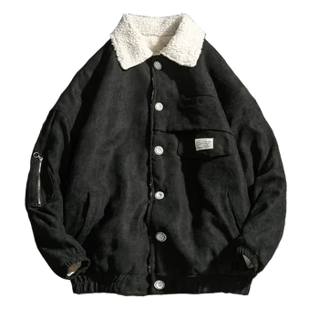 

Men's clothing 2018 winter new plus velvet thick men's jacket jacket retro wind lapel loose large size cotton men's shirt