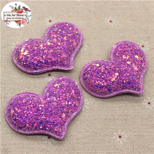purple 12pcs 12 шт., блестящий нетканый пластырь в форме сердца, блестящая фетровая аппликация для одежды, швейные принадлежности "сделай сам", для рукоделия, бант для волос, центр - Цвет: purple 12pcs