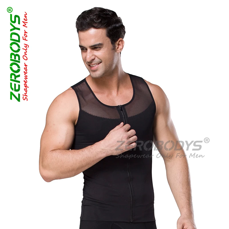 2017 New Hot men shaper vest body Zipper Bodybuilding Vest Men net