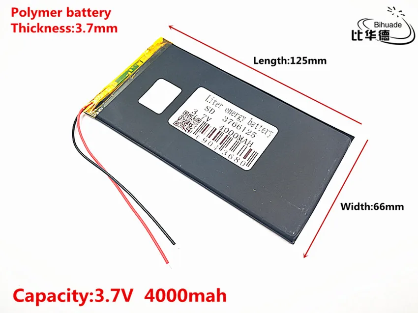 Литиевая батарея хорошего качества 3,7 V, 4000 mAH 3766125 полимер литий-ионный/литий-ионный аккумулятор для планшетных ПК, gps, mp3, mp4