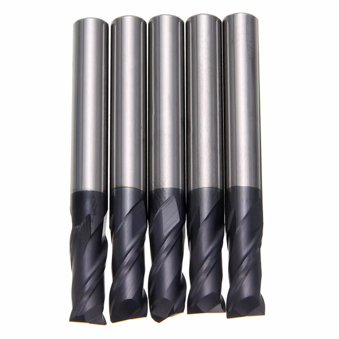 5pcs 2 Flute Solid Carbide End Mill 6mm CNC Slot Tungsten Coating  Woodworking Milling Cutter Set