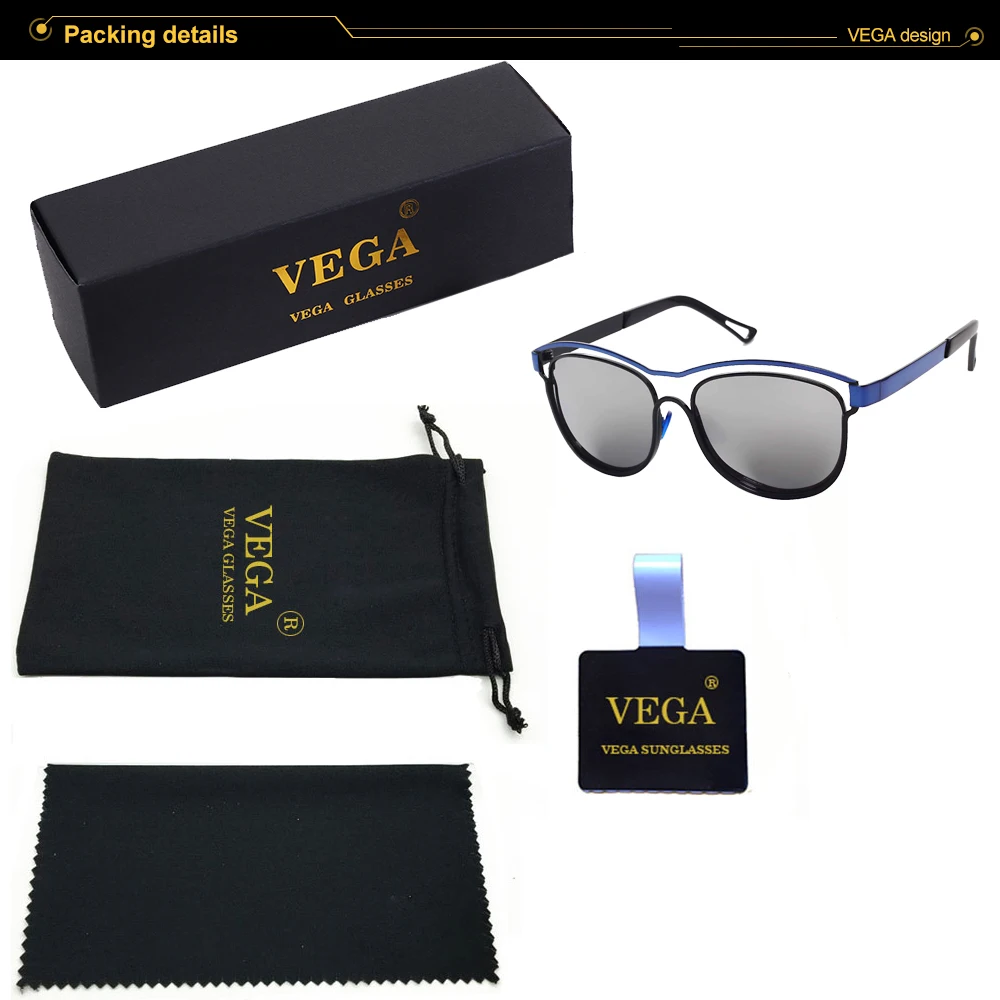 VEGA Eyeglasses Novelty Ladies Mirrored Sunglasses for Women UV400 Fashion Mirror Glasses Female 2018 Square Alloy Eyewear 184  (3)