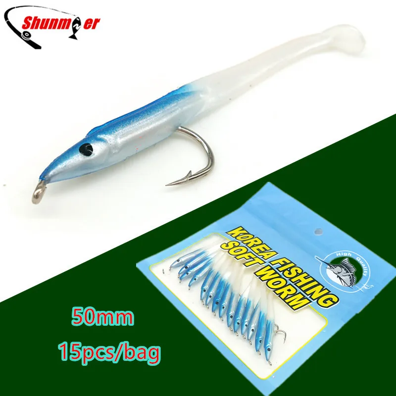 SHUNMIER 15 قطعة 0.6g 50 مللي متر ثعبان البحر لينة السحر الطعوم الصيد إغراء Pesca بيكي معالجة Wobblers الأسماك الكارب Leurre souple إيسكا الاصطناعي