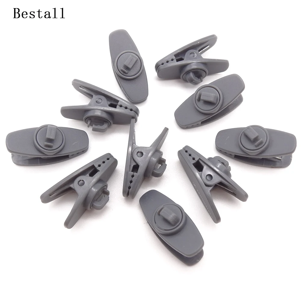 Bestall 10pcs Grey Cable Wire Lapel Clip Organizer Rotate Mount For Lavalier Mic Earphone