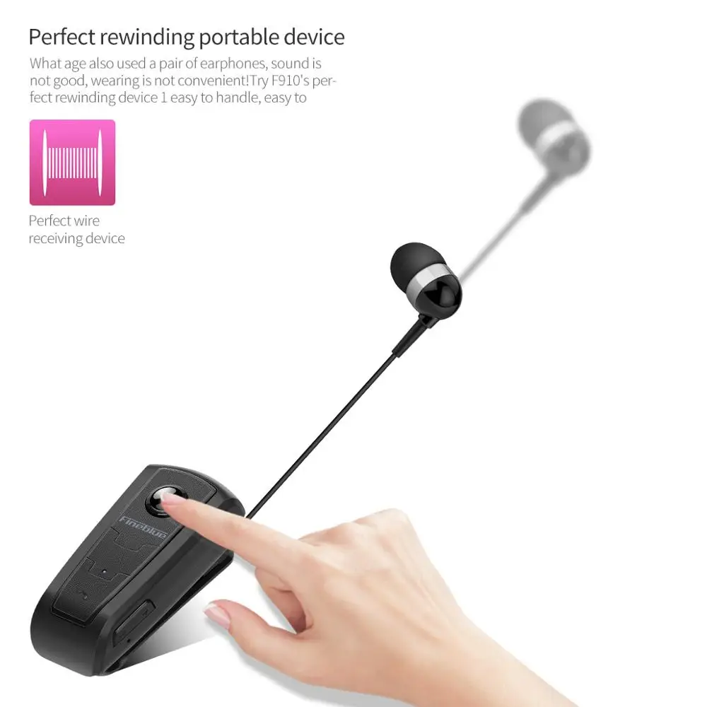 Tanie Fineblue F910 Mini bezprzewodowa Bluetooth 4.0 szyi klip teleskopowe typu biznesu słuchawki wibracji nosić klip sportowe słuchawki douszne stereo