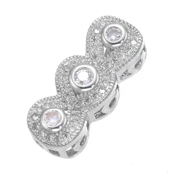 

European Style Micro Pave CZ Rhinestone Jewelry Spacers Bars Findings For Jewellery Making High Quality Copper DIY Accessories