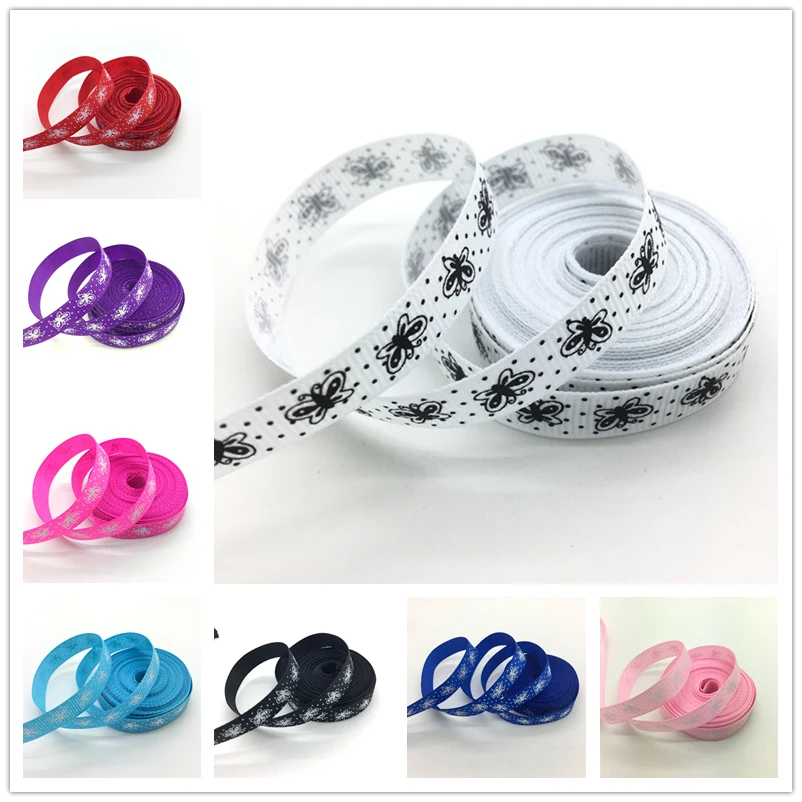 

5yards/lot 3/8" 10mm Grosgrain Ribbon Printing Butterfly Wedding Christmas Party Decoration DIY Sewing Craft #05