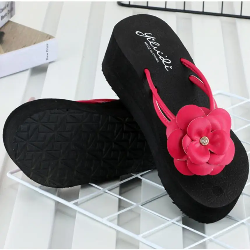 Женские пляжные сандалии на платформе шлепанцы танкетке 0731 лето 2018|Пляжные и