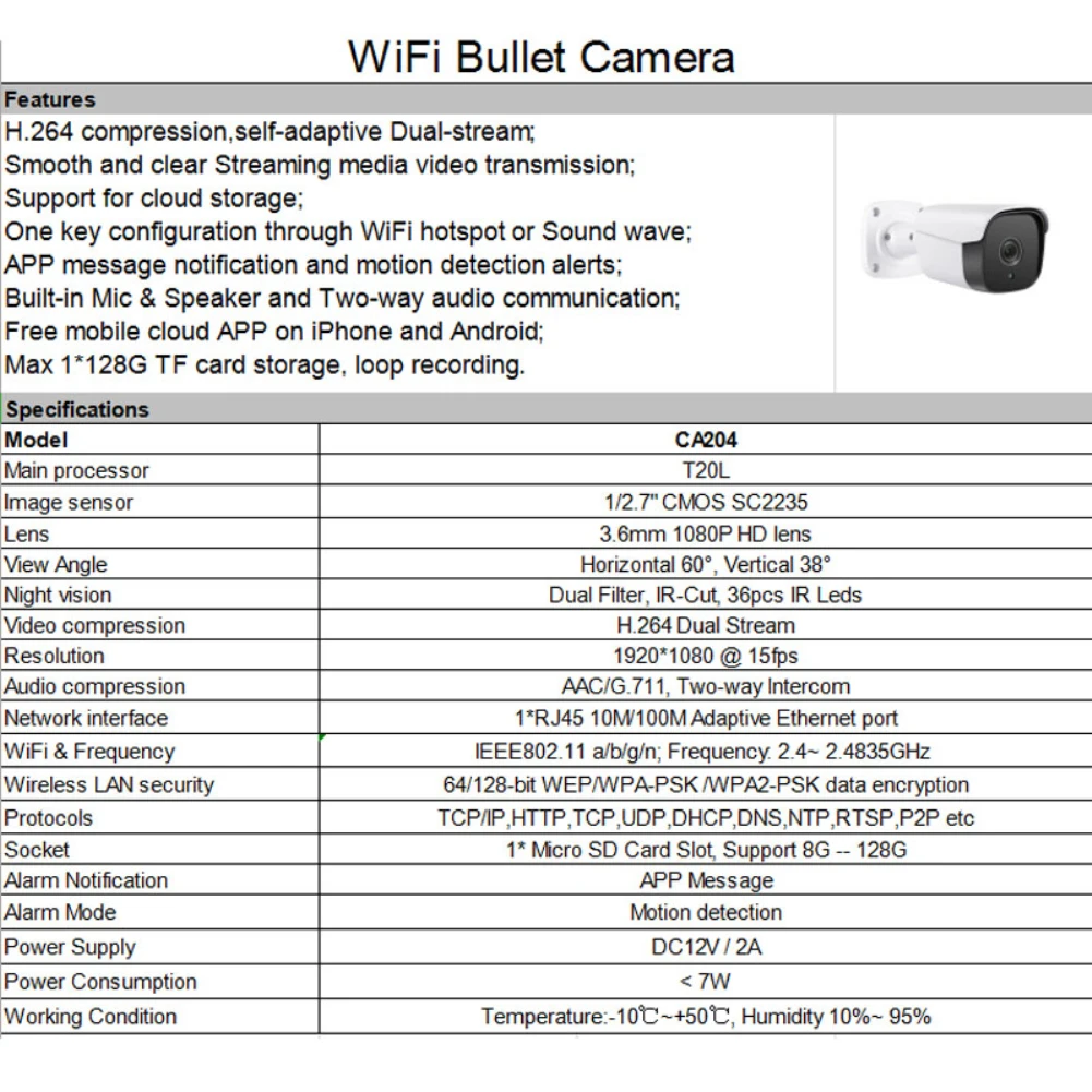 Беспроводная уличная Водонепроницаемая WiFi ip-камера 1080P HD контроль безопасности рекордер Wifi датчик камеры с аудио приложением Дистанционный датчик
