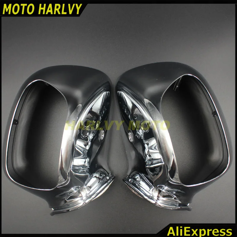 Chrome/B Rear Mirrors Housing For Honda GL1800 GOLDWING 2001 2011 02 03 04 05 06in Side Mirrors