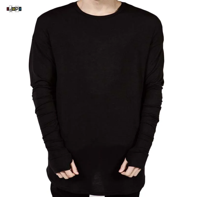 Swag Clothing For Men Hipster Extended Tee Long Sleeve Hip Hop Tshirt For Men Big and Tall Urban