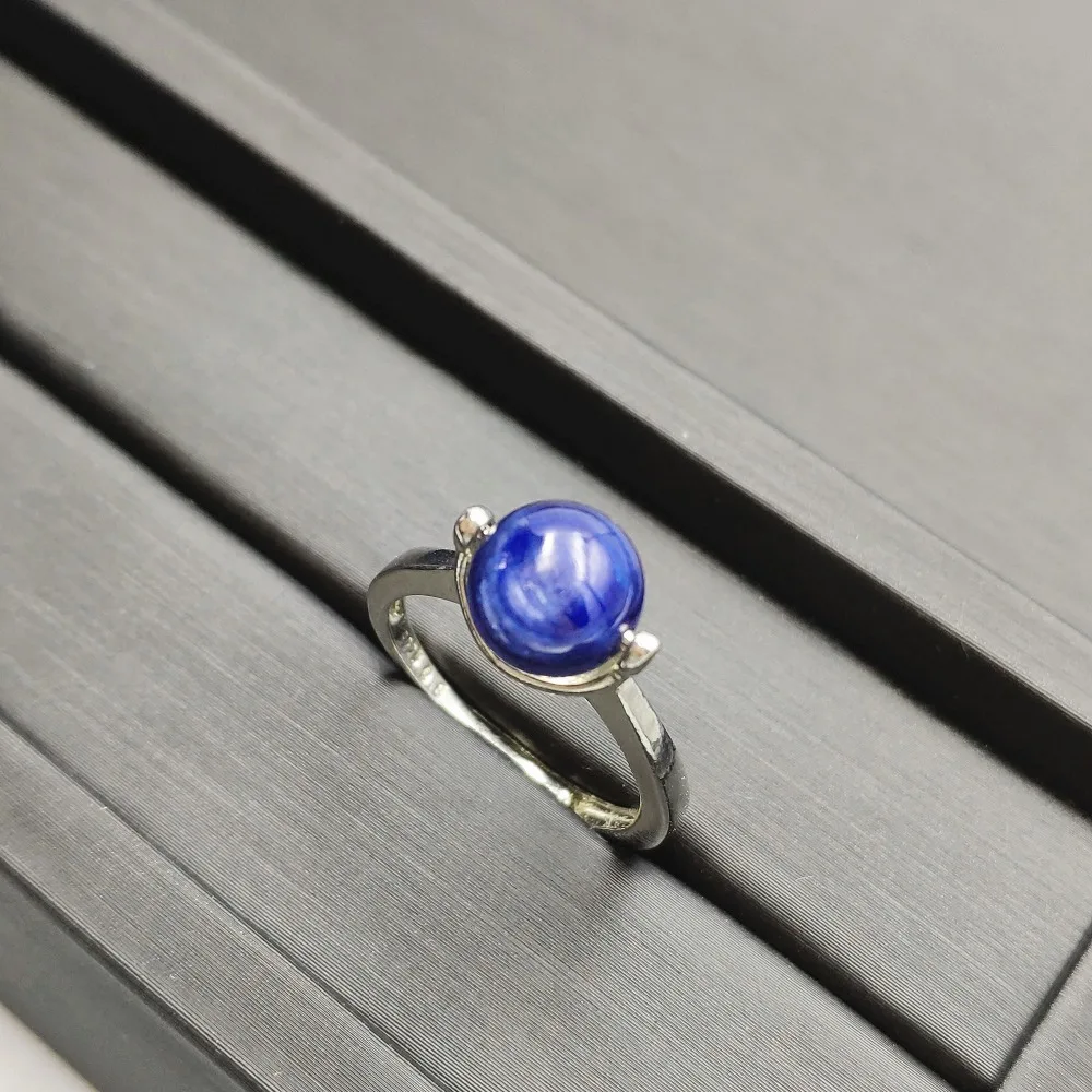 

Genuine Natural Kyanite Blue Cat Eye Woman Ring Healing Stone 8x8mm Kyanite Ball Sphere Shape Party Gift Drop Shipping AAAAA