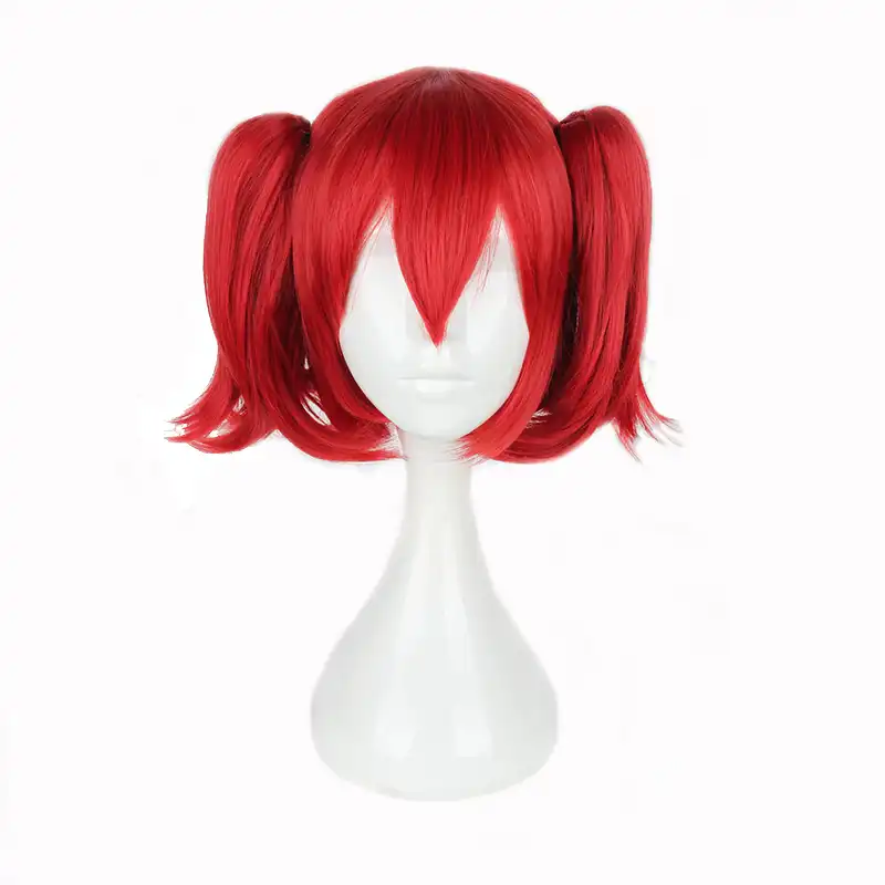 Mcoser 30cm Short Red Color Coplay Wig Two Ponytails Synthetic 100