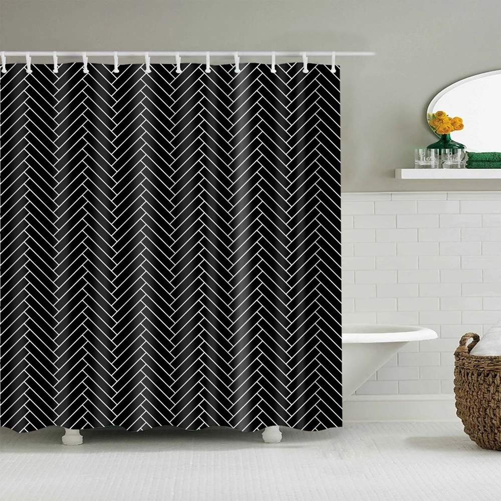 

Svetanya Waterproof Shower Curtain Black white feather Printed (include 12 pcs Hooks) 180*180cm