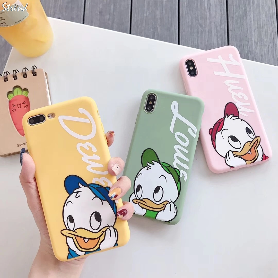 

Cute Cartoon Three small Donald Duck Candy TPU Phone Case For Apple iPhone 7 7plus 8 8plus 6 6s plus X XS Max Xr Cover Capa