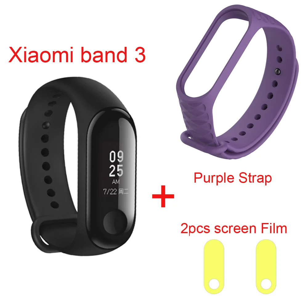 Новинка,, Xiaomi Mi Band 3, смарт-браслет Mi Band 3, Смарт-часы, OLED дисплей, Mi band 2, обновленная версия - Цвет: add perple strap