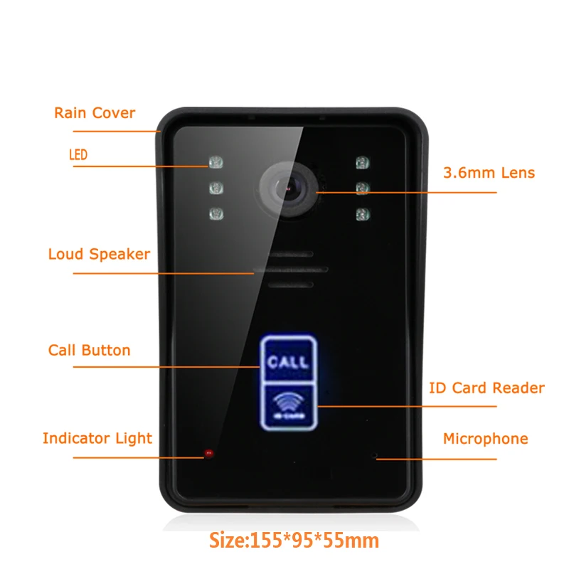 SmartYIBA 7 дюймов TFT цветной проводной RFID Доступ видео дверной телефон дверной звонок Домофон комплект IR-Cut HD 1000TVL камера ночного видения