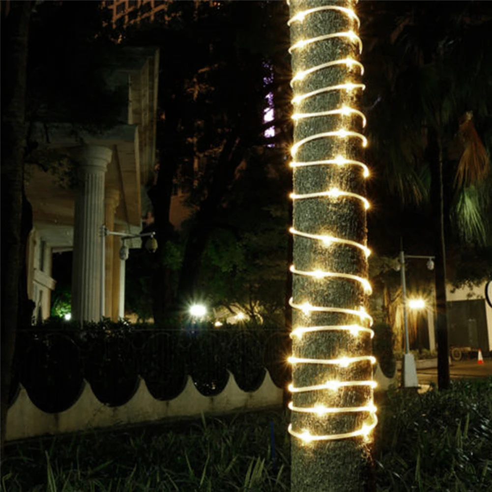 TSLEEN 100 LED Solar Power 33ft Rope Tube String Lights Outdoor Garden Dance Party Decors Decorative