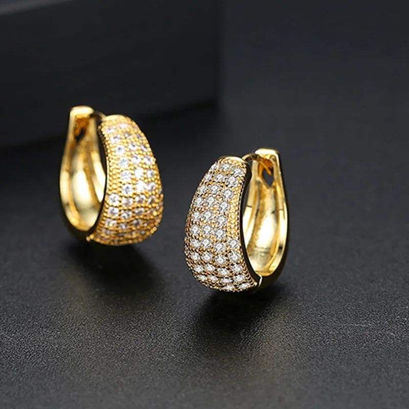 Роскошные серебряные маленькие круглые серьги-гвоздики Кристалл циркония геометрические простые серьги для женщин модные ювелирные изделия корейские серьги - Окраска металла: gold