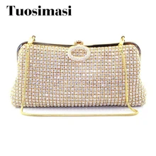 Модный женский металлический сетчатый со стразами клатч вечерние сумки