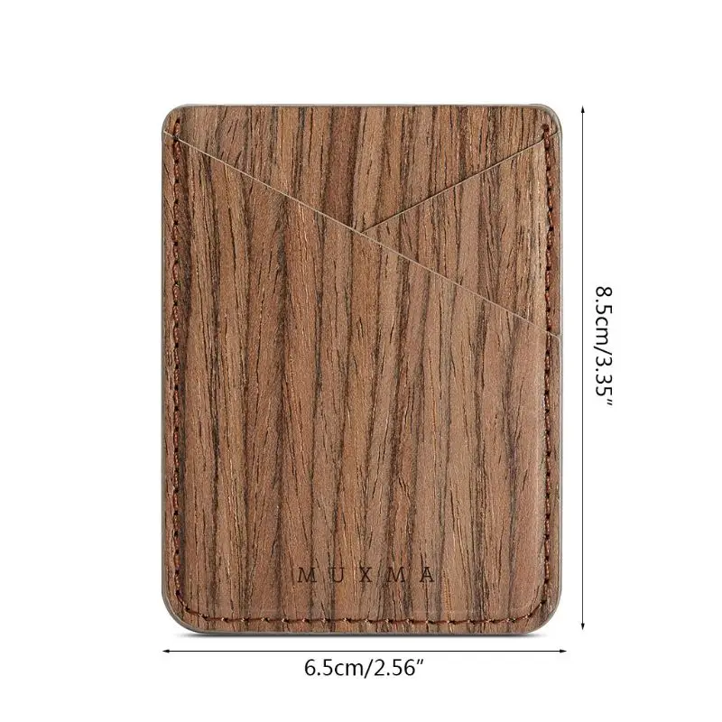 THINKTHENDO из искусственной кожи рисунок древесины кредитной карты чехол для телефона карман для бумажника Стикеры клейкий мешочек случае 8,5x6,5 см