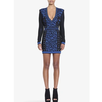 

New Arrive 2018 Elegant Fashion Long Sleeve Zipper Patchwork Bandage Dress Lace Up Women Chic Sexy Vestidos Celebrity Wholesale