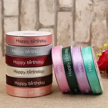 Nova largura 2cm poliéster fita cake shop cozimento impresso fitas florais feliz aniversário embalagem presente diy gravata material feito à mão