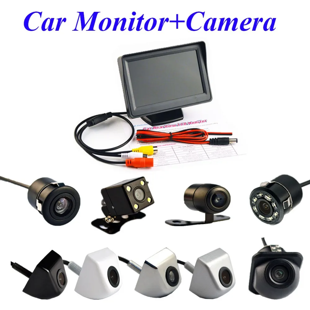 

Viecar 4.3Inch Auto Parking System display HD Car Rearview Mirror Monitor with 170 Degrees Waterproof Car rear view camera