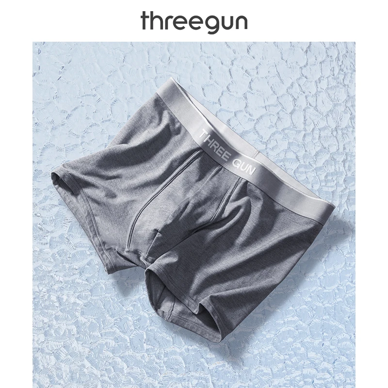 THREEGUN быстросохнущие мужские трусы боксеры шелковистые Модальные спортивные