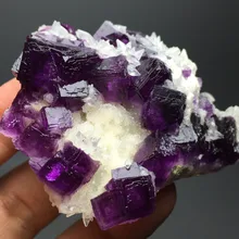 112g природа кубических фиолетовый флюоритовая, Хрустальная кластера образец минерала Свадебные сувениры гостей