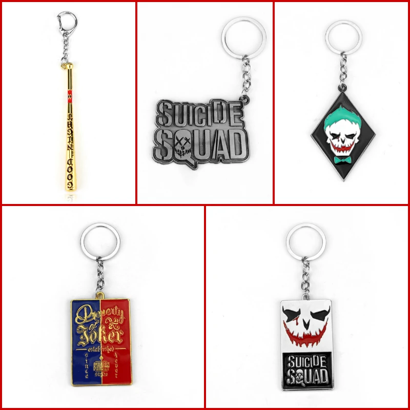 

Suicide Squad Jewelry Baseball Bat Good Night Test Keychain Harley Quinn Key Rings Gift For Holder Chaveiro Car Key Chain