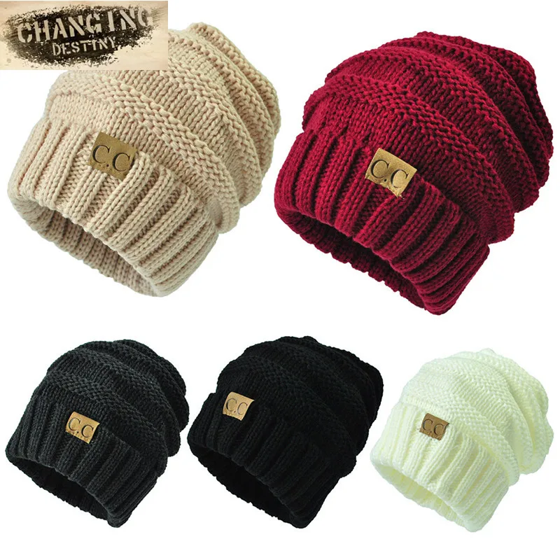 13 colors Unisex Winter Knitted Wool Cap Women Men Folds Casual CC labeling Beanies Hat Solid Color Hip-Hop Beanie Hat Gorros