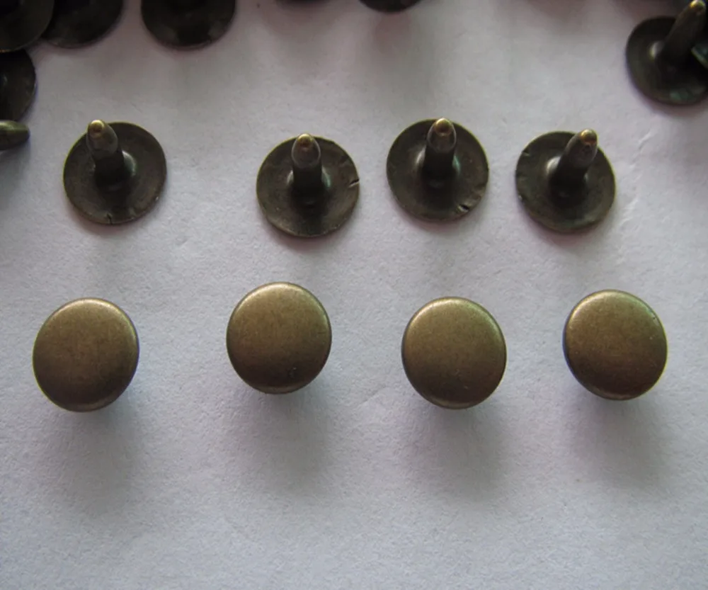 

Free shipping 8mm brass rivet jeans plating antique brass double surface package and bag rivets 200set