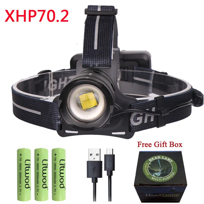 Z90 Litwod 2808 XLamp XHP70.2 светодиодный 32 Вт zoom светодиодный налобный фонарь 4292lm лучший яркий Мощный налобный фонарь - Испускаемый цвет: B