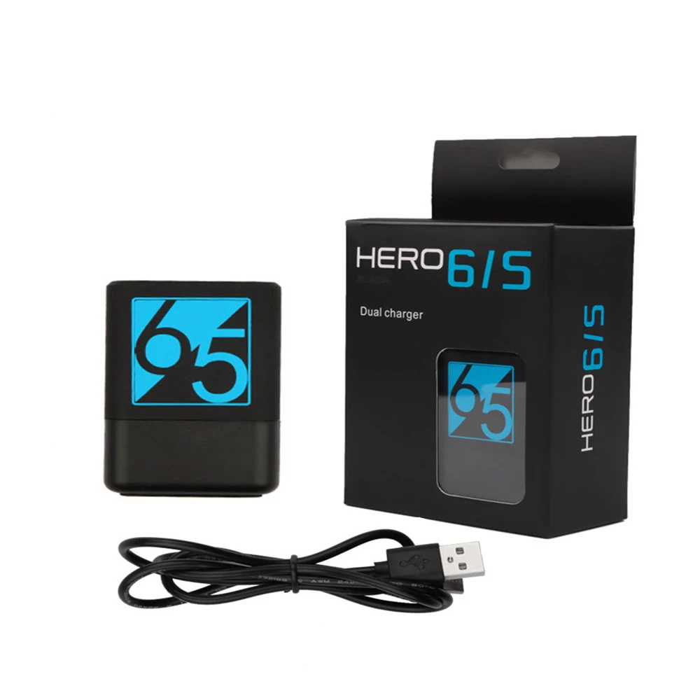 Аккумулятор для камеры 2 слота зарядное устройство GoPro Hero 8 7 6 5 черный с двойным