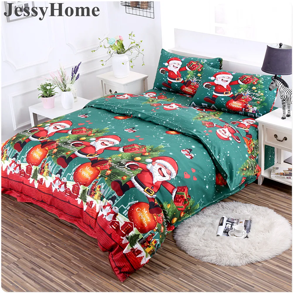 3D Printed Cartoon Merry Christmas Santa Claus Bedding Sets Soft and