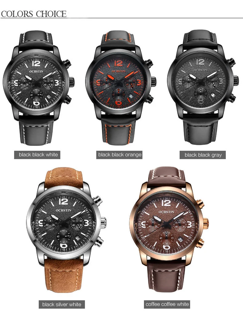 Модные брендовые повседневные мужские часы OCHSTIN с хронографом, спортивные мужские часы, деловые военные армейские Роскошные автоматические наручные кварцевые часы GQ047A