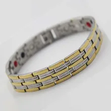 4in 1 Bacelets Mens Stainless Steel Titanium ion germanium Power energy Balance Hologram Health bracelet with