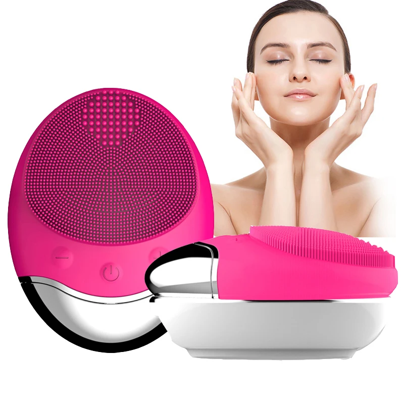 

Electric Face Cleanser Vibrate Waterproof Bamboo Charcoal Silicone remove Make-up Residue Cleansing Brush Wireless Charge