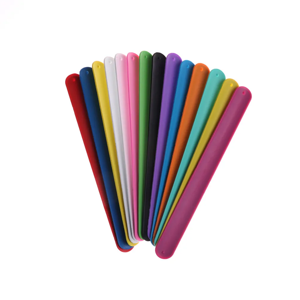 

6PCS Mixed Color Rainbow Slap Bracelets baby shower favors kids supply baptism gift girl birthday party decoration