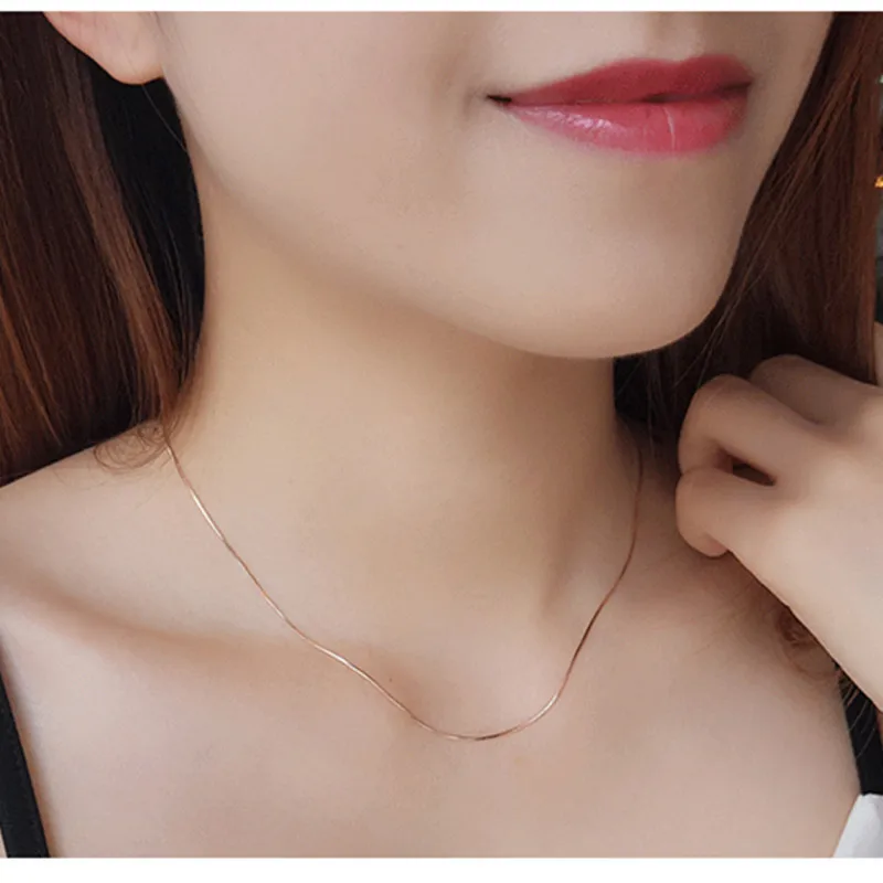 

Minimalism Chokers Necklaces Rose Gold Color Stainless Steel Snake Chains 5CM Extending Length Necklaces For Women No Fade