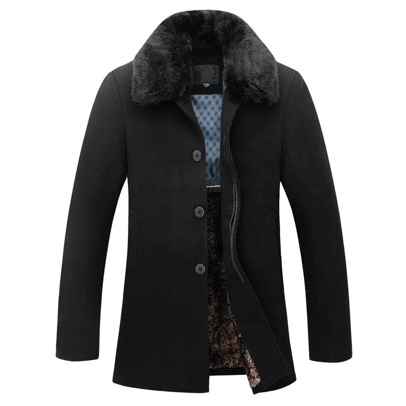Мужское шерстяное пальто со съемным мехом, новинка, фирменные дизайнерские куртки, мужские повседневные приталенные зимние теплые пальто, Мужское пальто-бушлат, Manteau Homme