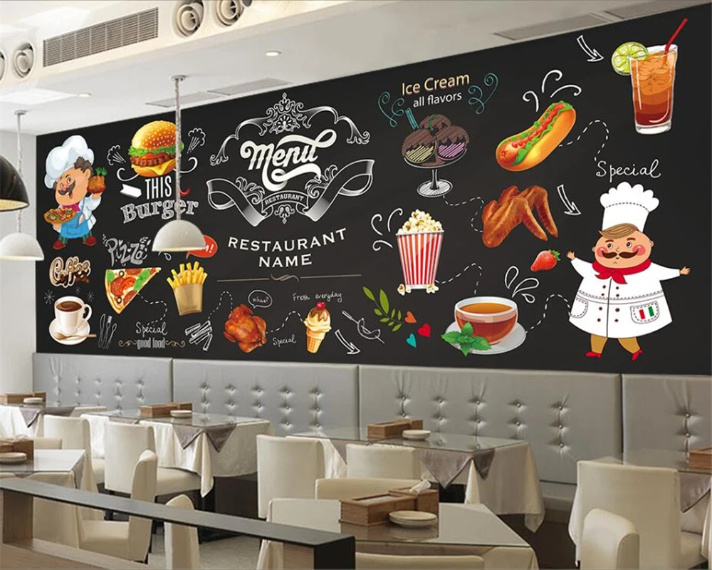 Us 885 41 Di Scontobeibehang Personalizzare Qualsiasi Formato Carta Da Parati Hd Dipinta A Mano Occidentale Ristorante Burger Pizza Shop Sfondo