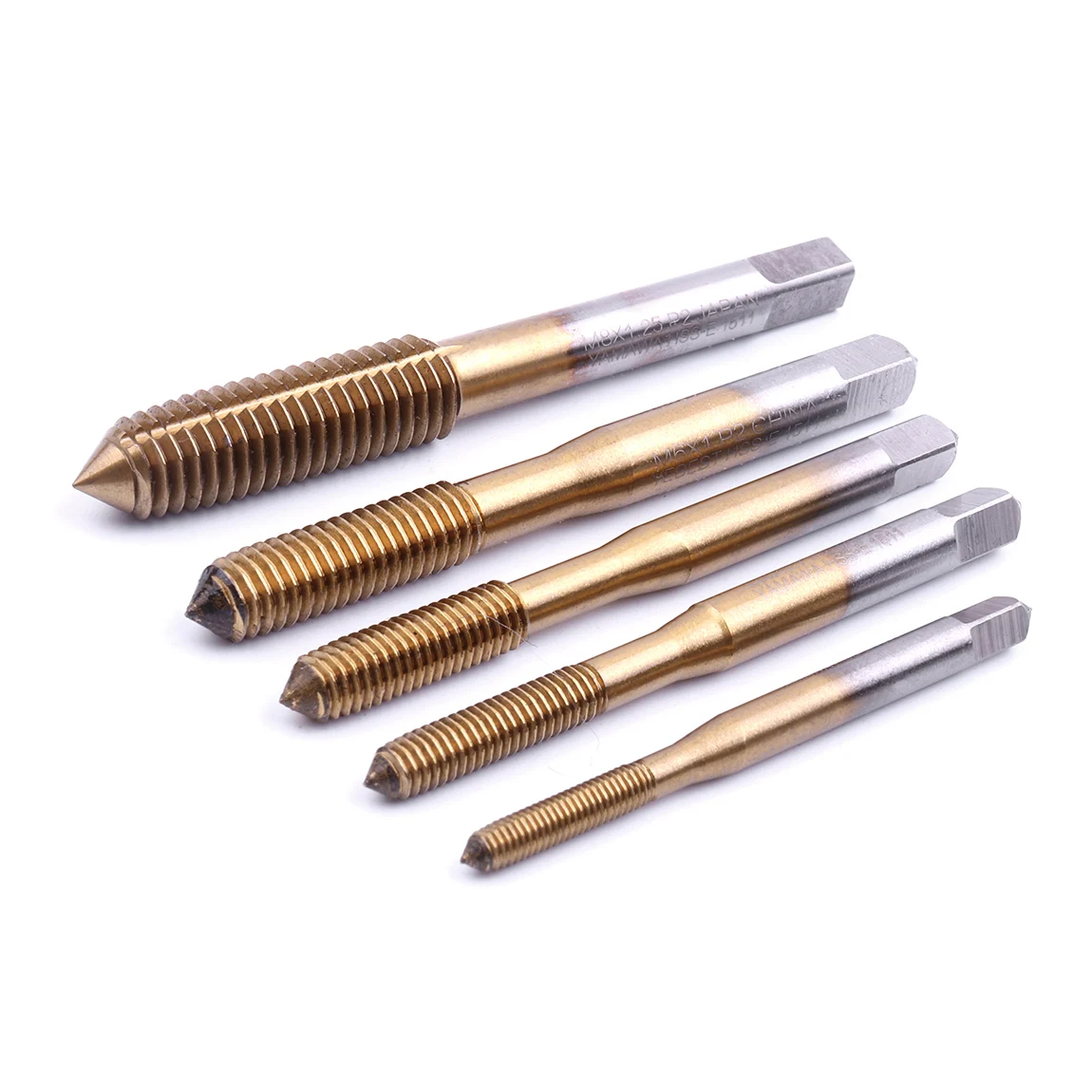 

5pcs/Set HSS Titanium coated Screw Thread Metric Plug Tap M3*0.5 M4*0.7 M5*0.8 M6*1.0 M8*1.25 Extrusion Taps for Machine