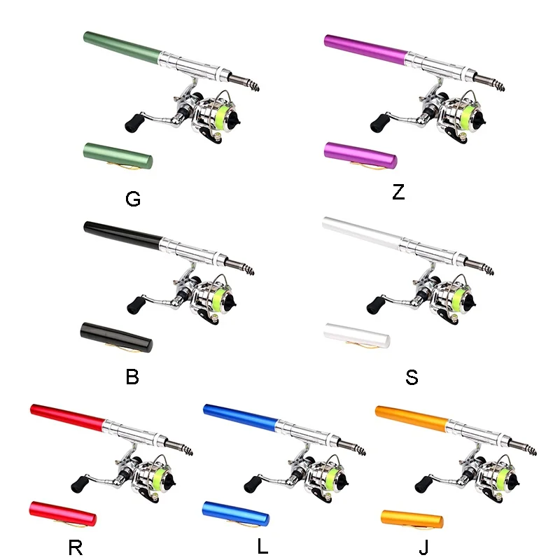 1 м портативный карманный мини Удочка телескопическая удочка форма ручка сложенная Удочка с металлическим спиннингом катушечное колесо