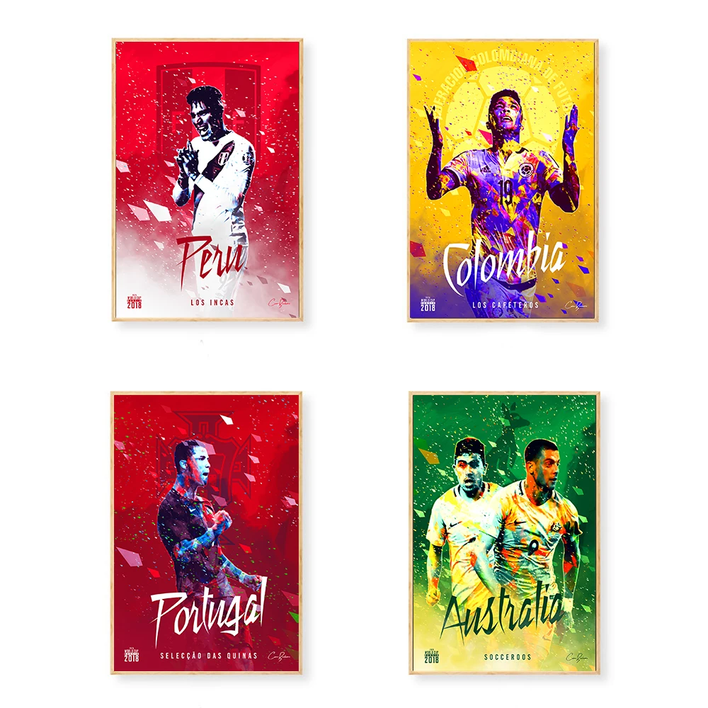 

Art Print Colorful players Football Soprt Pictures for Living Room Decoration World Cup Cuadros Posters and Prints Cuadros