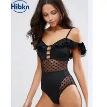 Женский гофрированный Цельный купальник с открытыми плечами Цельный купальник кружевной монокини с высокой талией купальный костюм с открытыми плечами