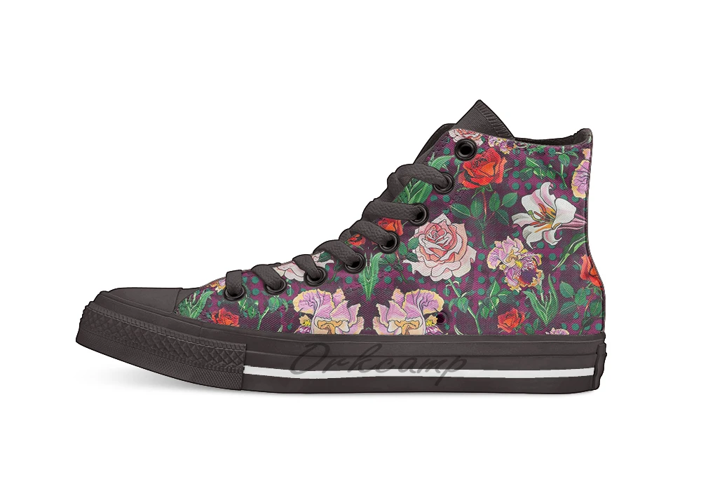 

Dark Moody Floral by Arielle Morris Unisex High Top Canvas flat Casual Custom shoes Drop Shipping